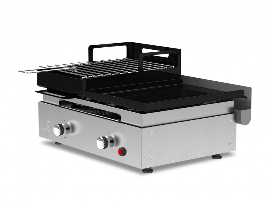 Barbecue plancha au gaz et au charbon de bois  ☀ Verycook