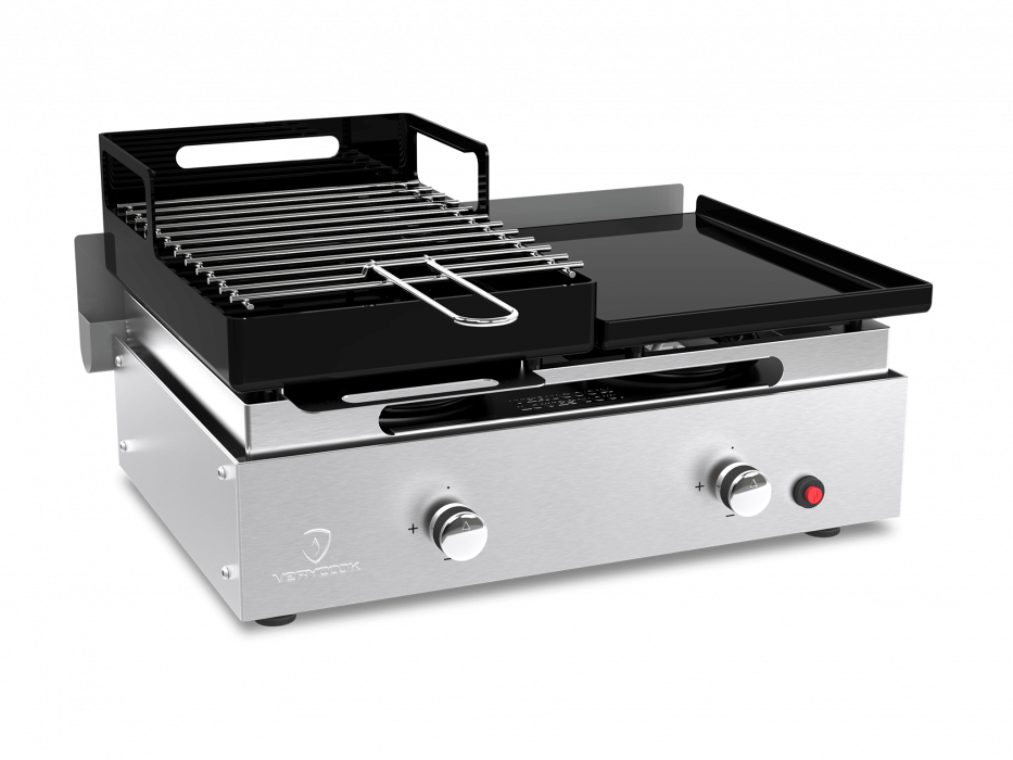 Barbecue plancha au gaz et au charbon de bois  ☀ Verycook