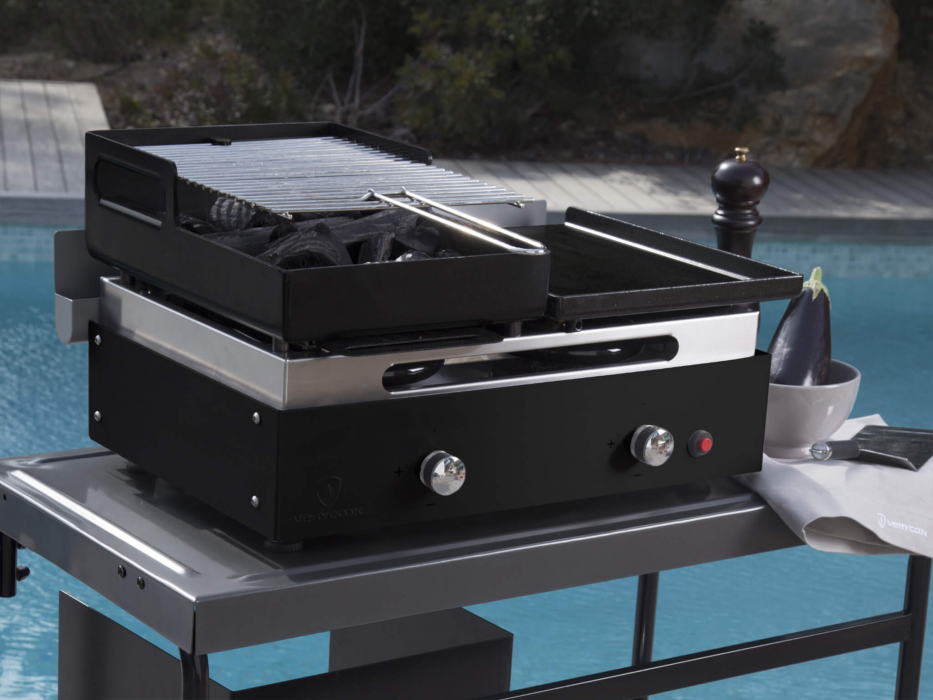 Barbecue plancha au gaz et au charbon de bois  ☀ Verycook
