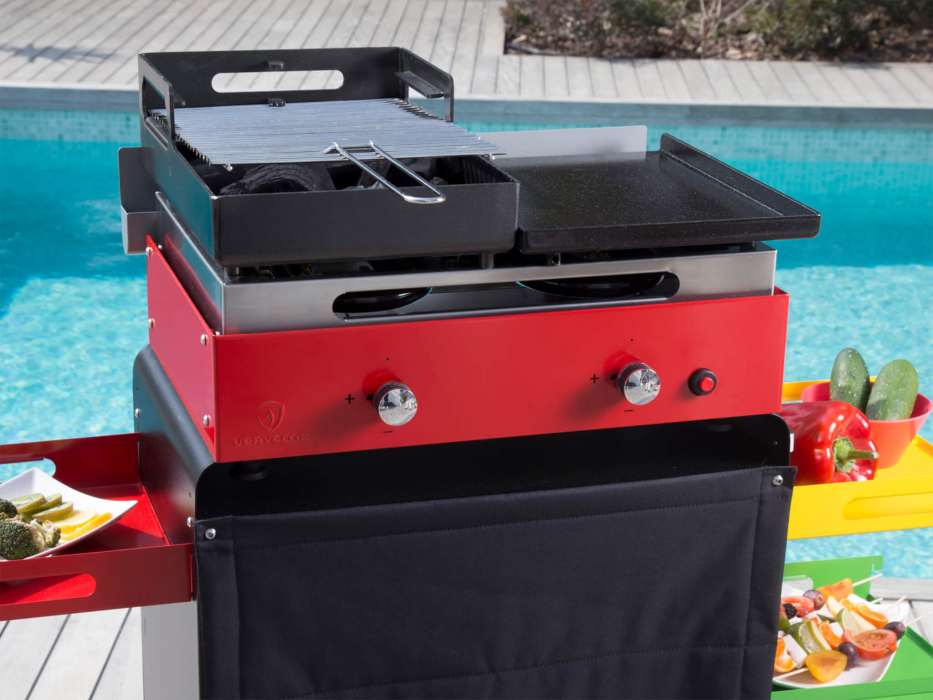 Barbecue plancha au gaz et au charbon de bois  ☀ Verycook