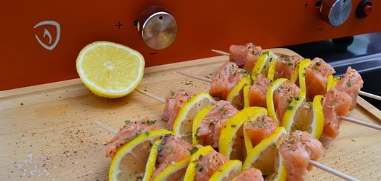 Brochettes de saumon au citron